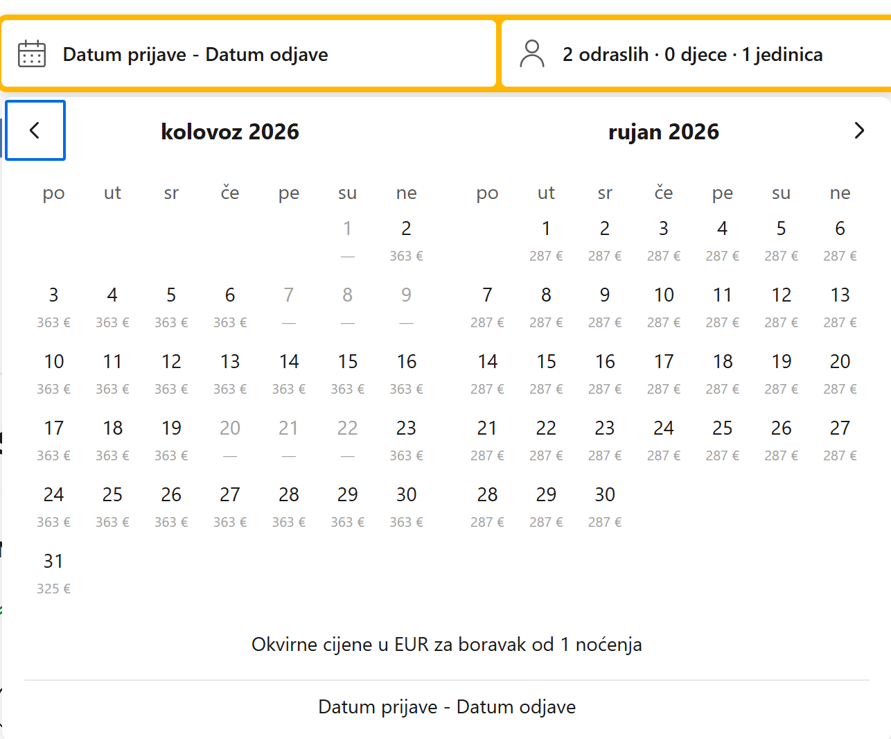 Izgled fixni cijena od "oko"